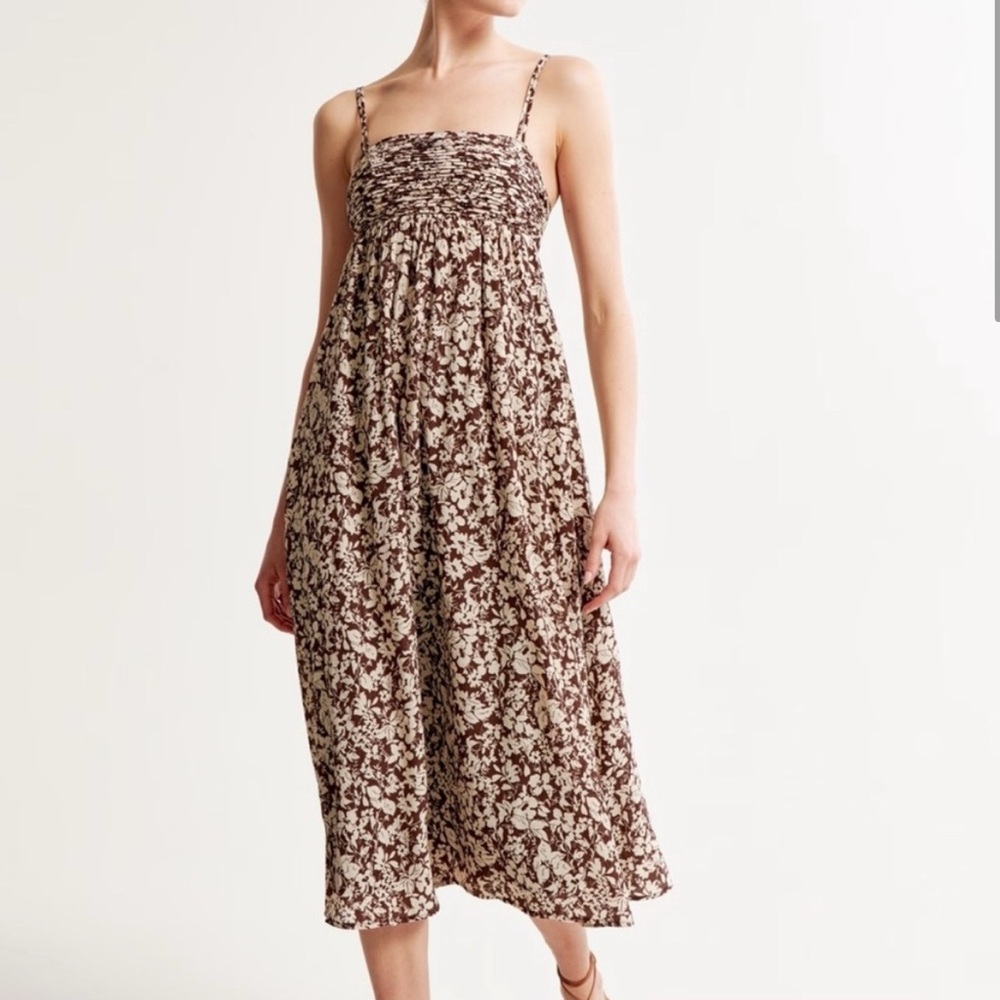 Abercrombie & Fitch Brown and Cream Floral Maxi Dress